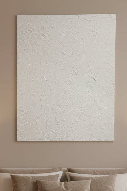 24” x 30” White Textured Abstract Artwork