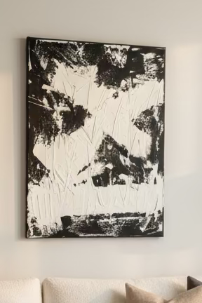 18” x 24” Black & White Textured Abstract Artwork