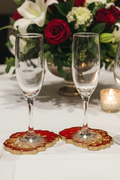 4”inch around Red Resin Glasses with Clear Gold Foil